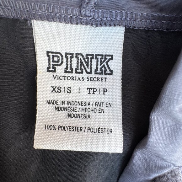Pink Victoria's Secret Windbreaker XS Black Gray Hooded 1/2 Zip Pullover - Picture 8 of 9